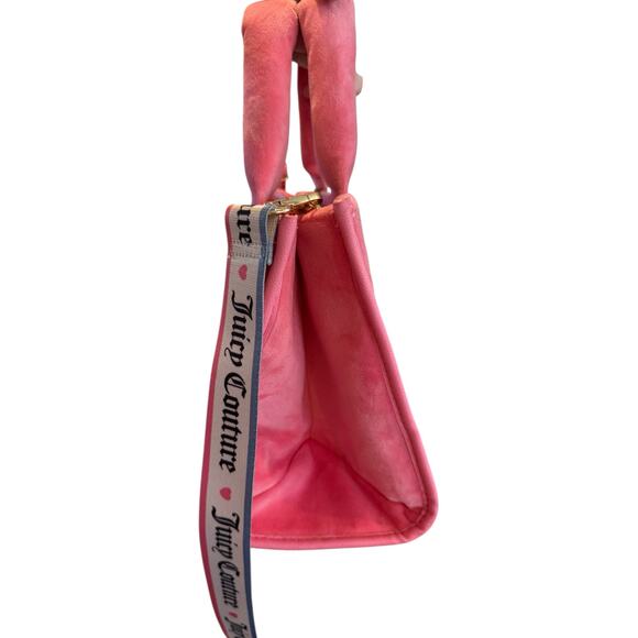 Juicy Couture Pink Velour Tote Crossbody Logo Bag Y2K - Picture 9 of 16